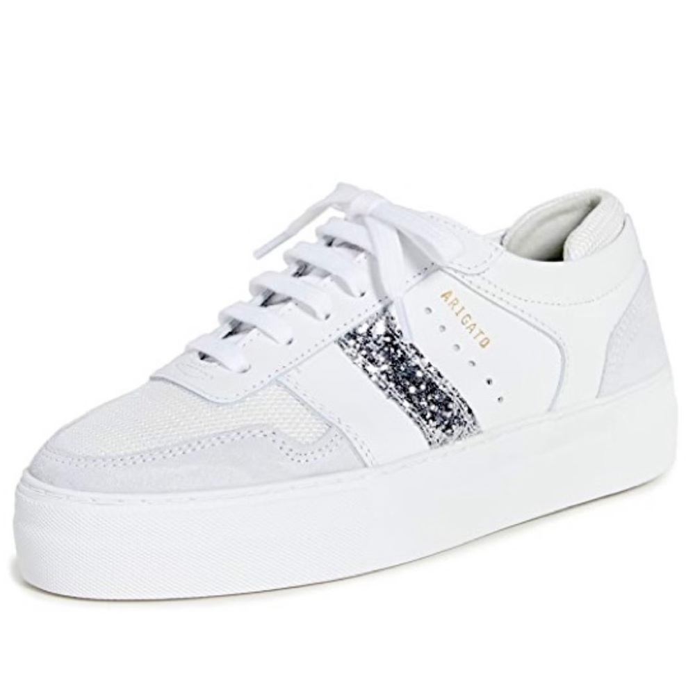 NWT Axel Arigato Detailed Platform Sneaker - White/Silver Glitter - EU 37 US 6.5